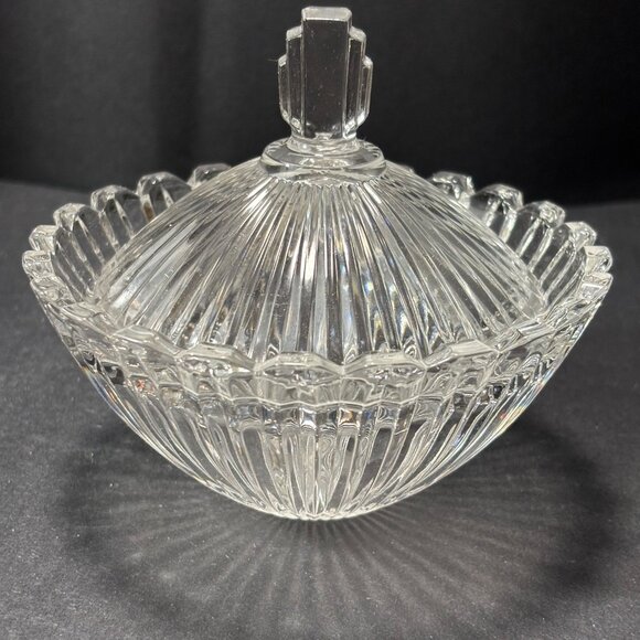 Mikasa Crystal Marquette Covered Candy Trinket Dish Made In Japan - Picture 8 of 11
